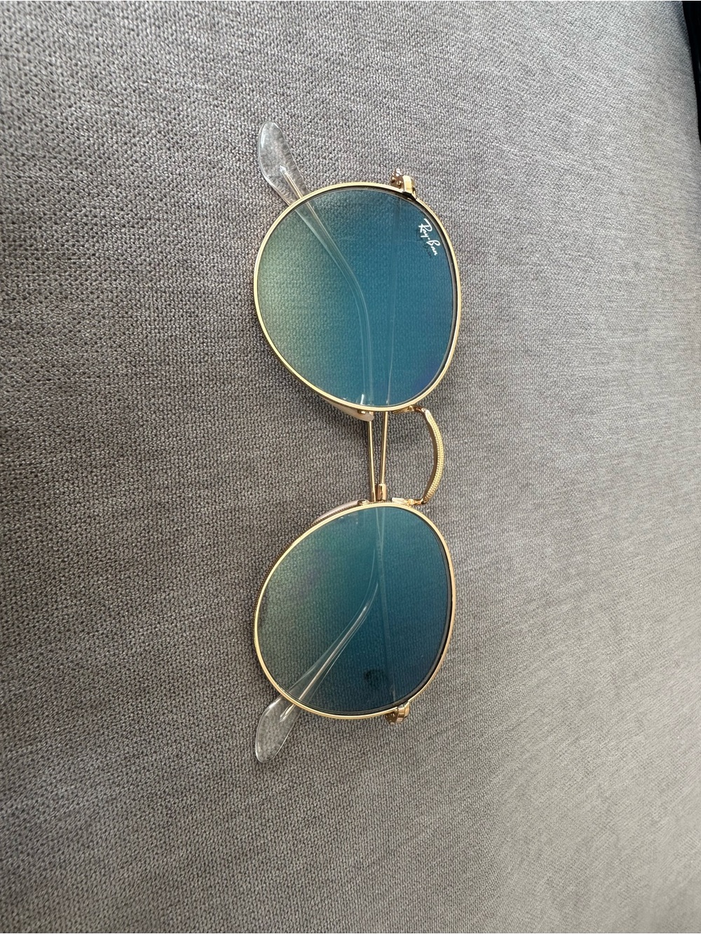Ray-Ban Gold Frame Sunglasses with Teal-Blue Gradient Lenses